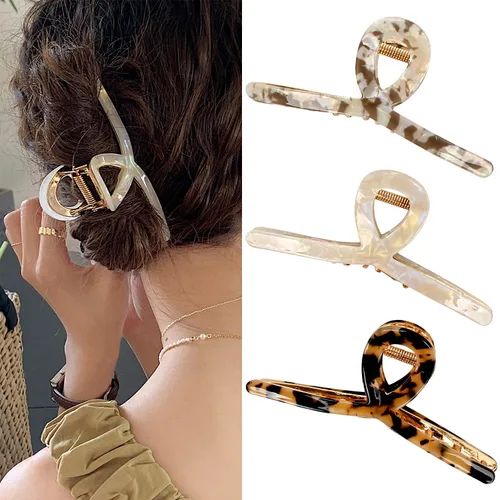Vista 30 de Pinzas para el cabello grueso, paquete de 4 pinzas de gelatina extra grandes para mujeres, accesorios para el cabello de 4.75 pulgadas para mujeres