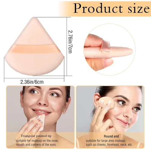 Vista 2 de 6 Piezas Borla de Polvo Triangular Esponja de Maquillaje Suave Borla de Maquillaje para Polvo Facial Base Cosmética Esponja Herramienta