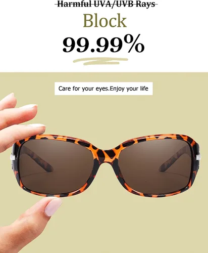 Vista 4 de FIMILU Gafas de sol polarizadas de moda para mujer, con diamantes de imitación, protección UV para exteriores