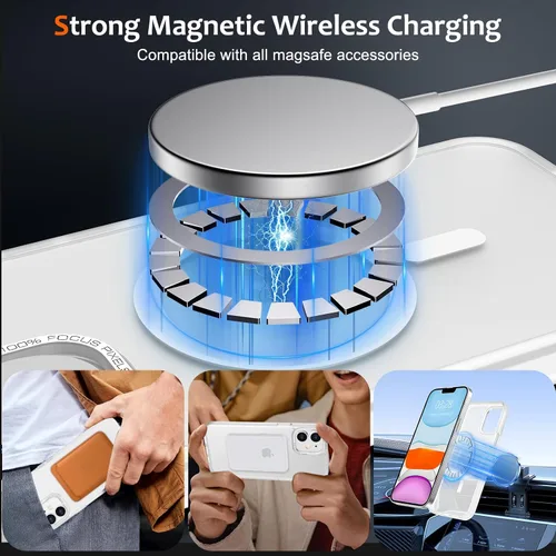 Vista 692 de Anuck - Funda magnética para iPhone 11 compatible con MagSafe, carcasa trasera mate translúcida dura, borde de TPU, delgada, resistente a impactos