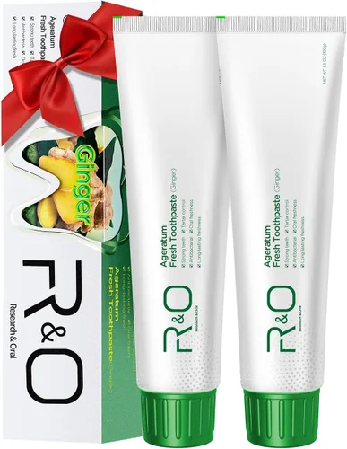 Vista 2 de R&O Pasta de dientes fresca de menta y jengibre, 3.53 onzas, un milagro para la higiene oral, mantiene el aliento fresco, alivia las molestias