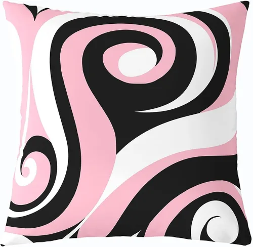 Vista 35 de Funda de almohada moderna con estampado de líneas geométricas de doble cara de 16 x 16 pulgadas, funda de almohada cuadrada suave con remolinos