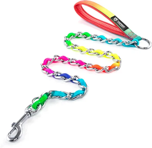 Vista 10 de TSPRO Correa de perro a prueba de mordeduras de acero inoxidable para perro, cadena de metal, correa de entrenamiento para perros con mango suave