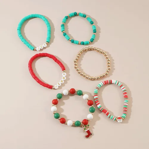 Vista 2 de LALAPPLE Preppy Heishi - Pulseras elásticas de cuentas de arcilla para mujer, apilables de perlas doradas, pulseras con cuentas de ojo malvado