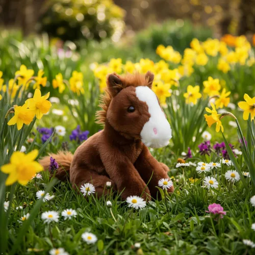 Vista 4 de The Petting Zoo - Peluche de caballo flácido, juguete de peluche para niños, animales salvajes Wild Onez, juguete de peluche de caballo 8 pulgadas