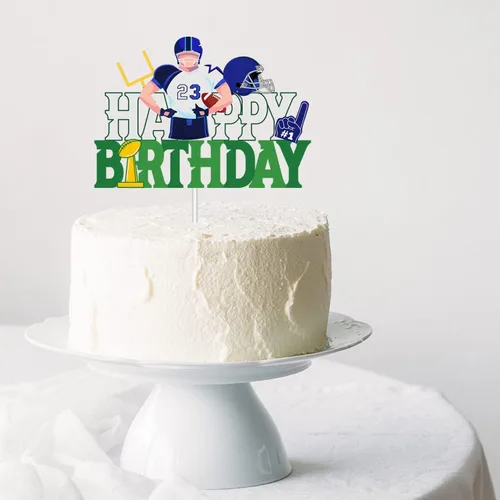 Vista 5 de Super Bowl - Decoración para pastel de feliz cumpleaños – Selección de pastel de fútbol americano – Decoración de pastel de jugador – Rugby Ball