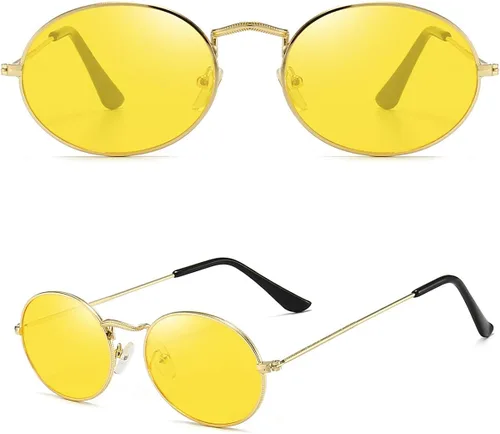 Vista 6 de Dollger Gafas de sol ovaladas para mujer Vintage Metal Frame Gafas Anti Reflectantes Retro Gafas Unisex