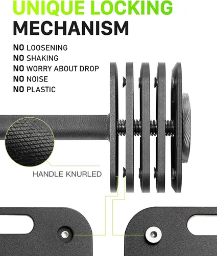 Vista 2 de Eisenlink Juego de mancuernas ajustables, 10-50/80 libras, incrementos de 5 libras, mancuernas cuadradas de bloqueo rápido para gimnasio en casa