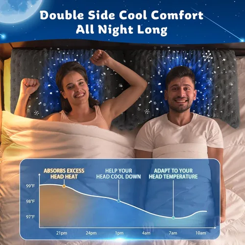 Vista 2 de KUCEY Almohada refrescante para dormir de lado para dolor de cuello y hombros, almohadas de cama curvadas de espuma viscoelástica triturada de lujo