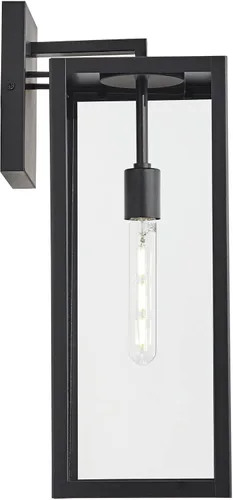 Vista 8 de John Timberland Titan - Juego de 2 lámparas de pared modernas para exteriores, marco rectangular negro místico, paneles de cristal transparente