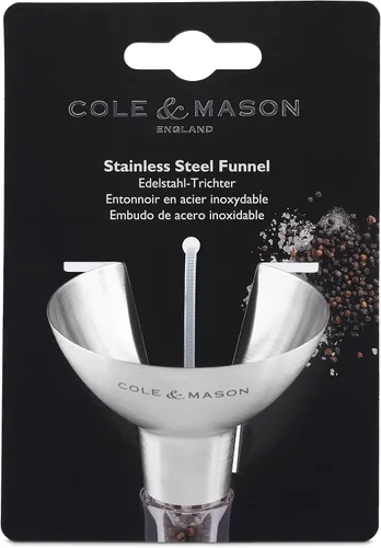 Vista 8 de COLE & MASON Embudo de sal y pimienta de acero inoxidable – Embudo pequeño