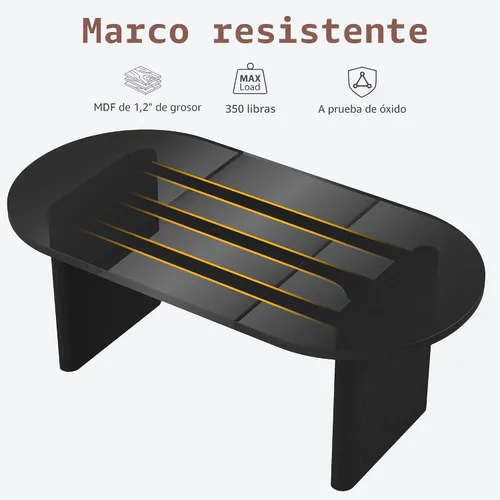 Vista 5 de Mesa de comedor ovalada de madera para 4-8 con base de pedestal doble, muebles de cocina