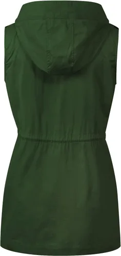 Vista 3 de MixMatchy Chaleco de safari sin mangas con cordón para mujer, ligero, holgado, para mujer un verde militar