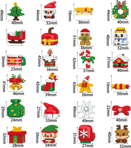 Vista 3 de Christmas Advent Calendar 2026 Building Sets Compatible with Lego Christmas 24 Days Countdown Gifts 24 Packs Christmas Model Building Micro Blocks