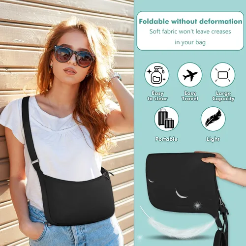 Vista 4 de LLYWCM Crossbody Bags for Women Men - Sling Bag - Crescent bag Nylon Crossbody Bags - Belt Bag Cross Body Fanny Pack