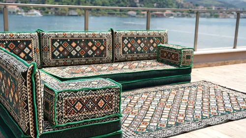 Vista 4 de arabicsofa Cojines modulares étnicos árabes para asientos Majlis - Sofá seccional de esquina para sala de estar