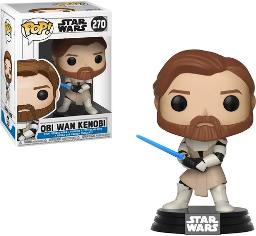 Vista 2 de Star Wars: Clone Wars - Obi Wan Kenobi Funko Pop! Figura de vinilo (incluye funda protectora compatible con Pop Box)