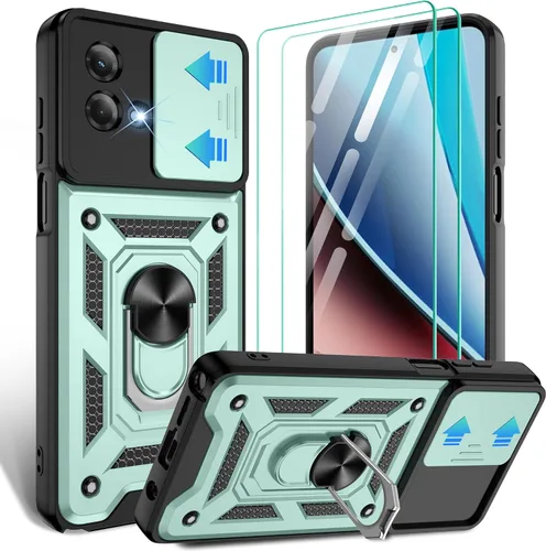 Vista 44 de Gritup Funda para Moto G Stylus 5G-2021 con cubierta deslizante para cámara 1 paquete de protectores de pantalla HD Soporte de metal giratorio