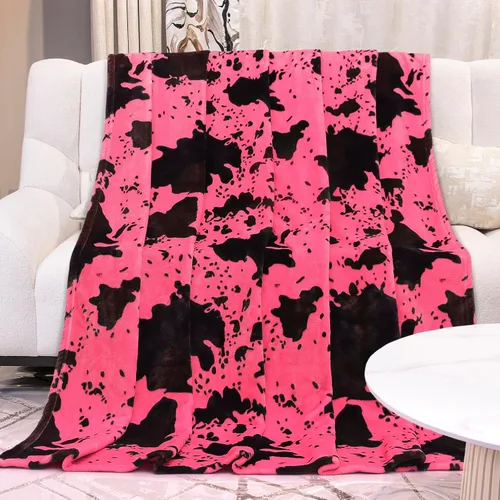 Vista 60 de Manta de vaca para niños de 40 x 50 pulgadas, ropa de cama de forro polar ultrasuave para niños y niñas, manta ligera para cochecito de bebé, bonita