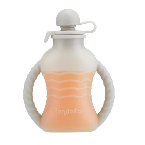 Vista 7 de PandaEar - Paquete de 4 bolsas reutilizables de comida para bebés con asas dobles, bolsas portátiles de silicona para niños pequeños, bolsas