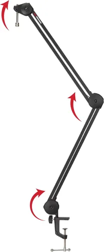 Vista 16 de Gator Frameworks - Soporte de micrófono de perfil delgado montado en escritorio con brazo de boom para transmisiones, podcasts, creación