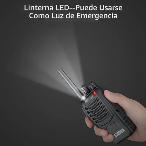 Vista 7 de Proster Walkie Talkies recargables, 1 par, radios bidireccionales de largo alcance de 16 canales con cargador USB, micrófono de auricular