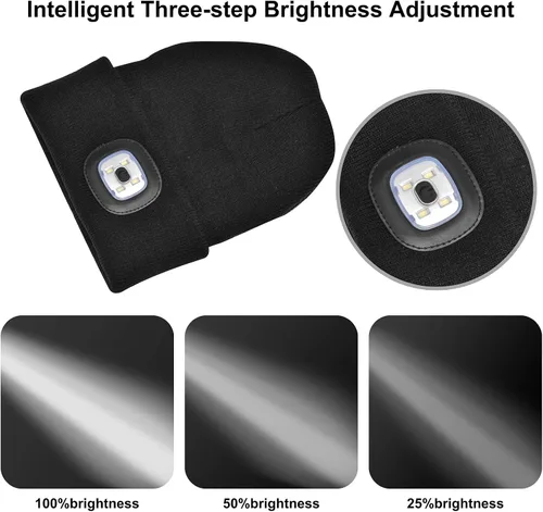 Vista 2 de Etsfmoa Gorro unisex con la luz, regalos para niños y niñas, gorro recargable por USB