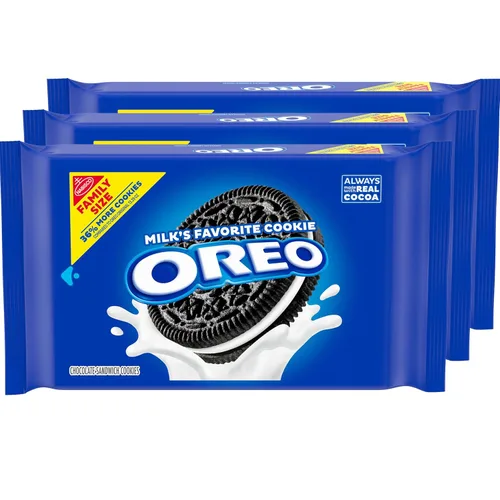 Vista 14 de OREO Galletas sándwich de chocolate, tamaño familiar, 3 paquetes Siempre hecho con cacao real, certificado Kosher