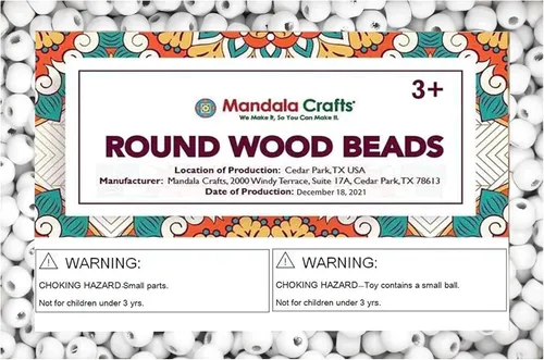 Vista 59 de Mandala Crafts - 2000 cuentas de madera redondas pequeñas de 6 mm para manualidades, suministros de macramé - cuentas de madera natural negra sin