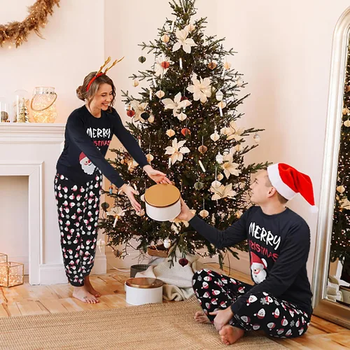 Vista 4 de GRPSKCOS Conjunto de pijamas de Navidad a juego, pijamas de Papá Noel, pijamas de Navidad para la familia, ropa de dormir para hombres y mujeres
