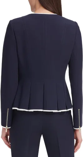 Vista 2 de Tommy Hilfiger Chaqueta Peplum sin cuello con cremallera frontal para mujer