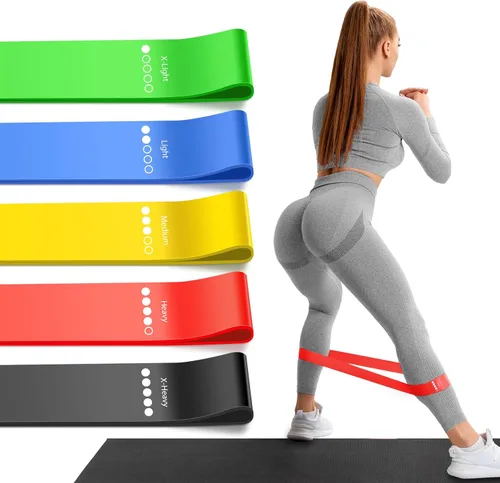 Vista 8 de Resistance Bands for Working Out, 5 Levels Exercise Bands Set Azul