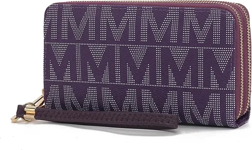 Vista 59 de MKF Collection Mia K - Cartera de pulsera para mujer, pequeña cartera de cuero vegano para tarjetas de crédito con cremallera y bolsillo