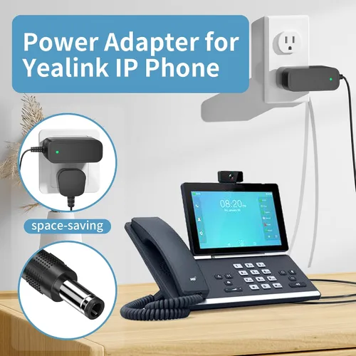 Vista 4 de Cargador de 5 V para teléfono Yealink T53W T54W T57W T46U MP54 MP56 T46S T48U Cable de alimentación compatible con Yealink IP Phones Adaptador