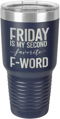 Vista 18 de Viernes es mi segundo favorito F Word negro vaso de 30 oz con paja y tapa superior deslizante Taza de viaje de acero inoxidable Compare con Yeti