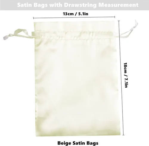 Vista 2 de 35 Piezas Bolsas de Regalo de Satén Beige de 5 x 7 Pulgadas - Bolsas de Baby Shower - Bolsas de Favores de Boda - Bolsa de Tela con Cordón - Bolsas