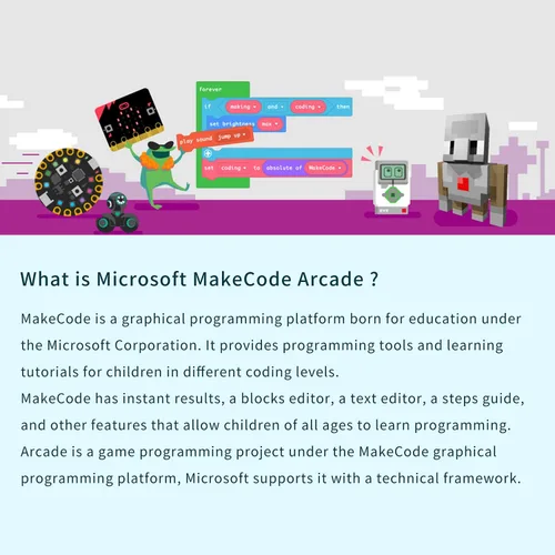 Vista 2 de ELECFREAKS Retro Coding Arcade para Microsoft Makecode DIY Consola de juegos portátil programable adecuada para educación STEM, máquina