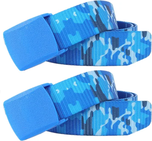 Vista 7 de Cinturones para hombre, cinturón táctico militar de nailon camuflaje con hebilla de plástico ajustable, paquete de 2