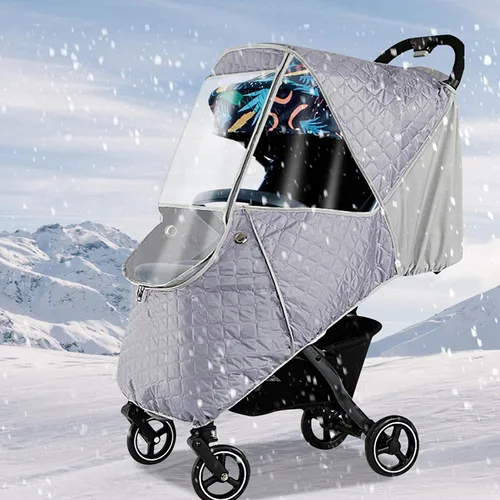 Vista 11 de Protector contra el Clima Frío para Cochecito de Bebé Escudo de Invierno Universal Resistente al Viento Cubierta de Lluvia para Cochecito Protección
