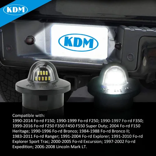 Vista 3 de KDM Luces LED para Placa de Matrícula Compatibles con Ford F-150 F250 F350 F450 F550 Heavy Duty Ranger Explorer Bronco Excursion Expedition, Lámpara