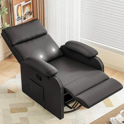 Vista 6 de Silla reclinable Homall, silla oscilante giratoria de 360 para adultos, silla de masaje para guardería con respaldo y reposapiés ajustables, sillas