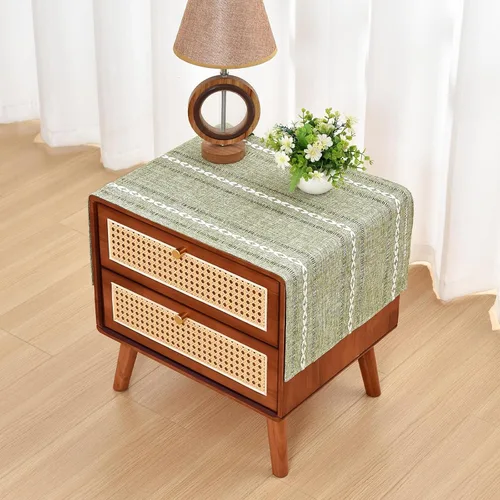 Vista 15 de NEWISHER Mantel cuadrado pequeño bordado rústico de 20 x 20 pulgadas, mantel de tela jacquard a rayas lavable para mesa de comedor para mesita