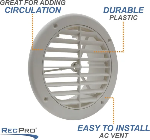 Vista 4 de RecPro Ventilación lateral de ventilación de CA para caravana de 5 pulgadas Filtro de carbón opcional Blanco Ventilación de CA para cámper