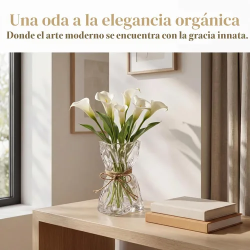 Vista 5 de Covzoe Florero de cristal, florero irregular de 8.7 pulgadas de alto