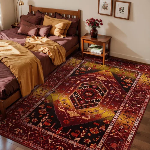 Vista 93 de SERISSA - Tapetes florales vintage, antideslizante, lavable, pequeño, ultrasuave, bohemio, de pelo bajo, para entrada, interiores, habitación