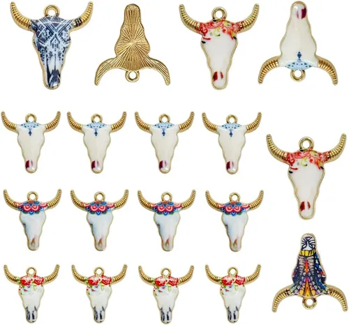 Vista 7 de Colgantes de Esmalte Chapados en Oro Vacas Encantos de Animales Metálicos para Aretes, Collares, Pulseras, Llaveros, Accesorios de Joyería DIY