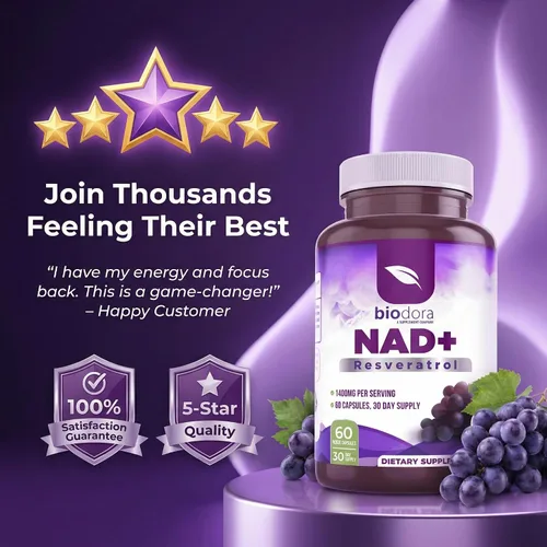 Vista 6 de Resveratrol NAD+ 1400mg Suplemento antioxidante NAD Trans-Resveratrol con NAD Apoya la salud celular, la energía y el antienvejecimiento