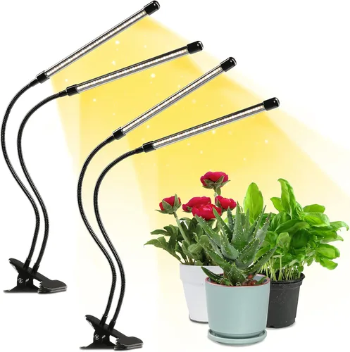 Vista 24 de iPower 21 Luz LED de Crecimiento con Espectro Completo para Plantas de Interior, Cuello de Cisne Ajustable, 3 Modos de Luz y 10 Niveles Regulables