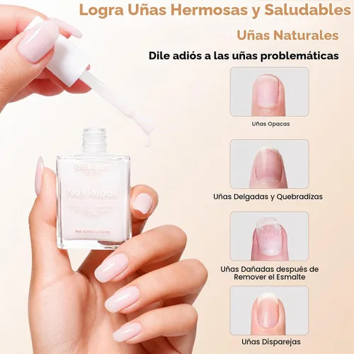 Vista 8 de Gellen Esmalte de reparación de uñas 6 en 1, fortalecedor teñido blanco Blanco lechoso