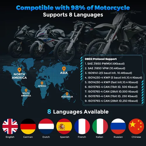 Vista 6 de Herramienta de Medición y Diagnóstico del Sistema de Motocicleta, Escáner Moto OBD2 con Prueba de Voltaje, Lector de Códigos de Fallas